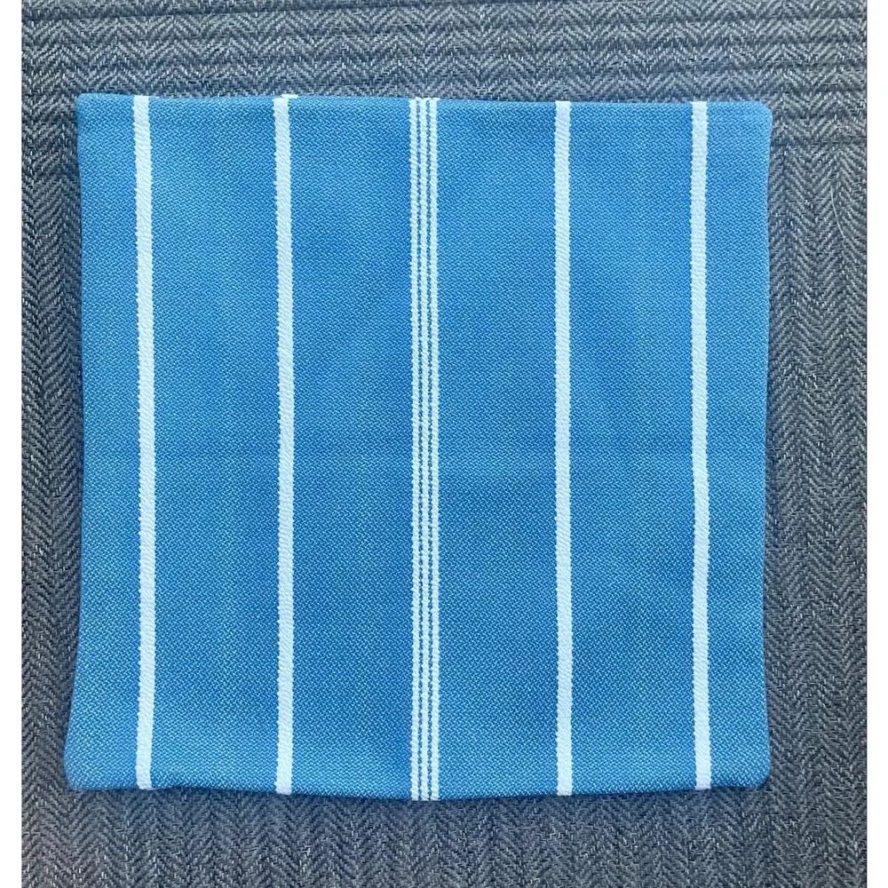 16x16” woven blue striped pillow cover nautical indoor outdoor throw decor NEW